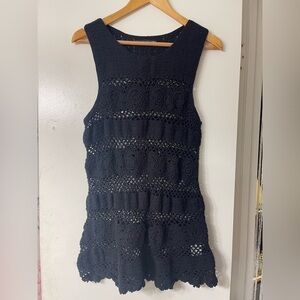 Abercrombie & Fitch Black Knit Crochet Swim Suit Cover Up Dress